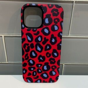 Stylish Red and Blue Leopard Print Phone Case